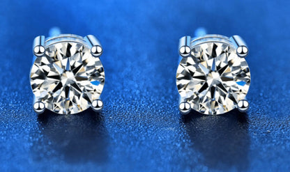 Moissanite Diamond & Silver Stud Earrings