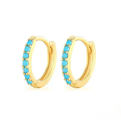 Zirconia Stone Small Hoop Earrings