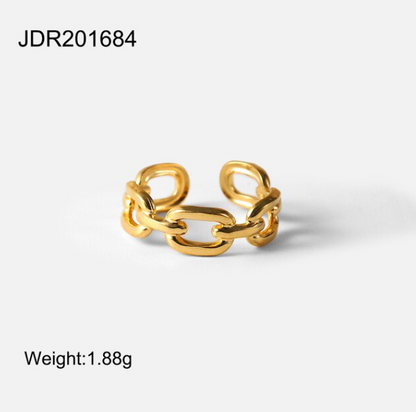 18k Gold Plated Chain Open Ring