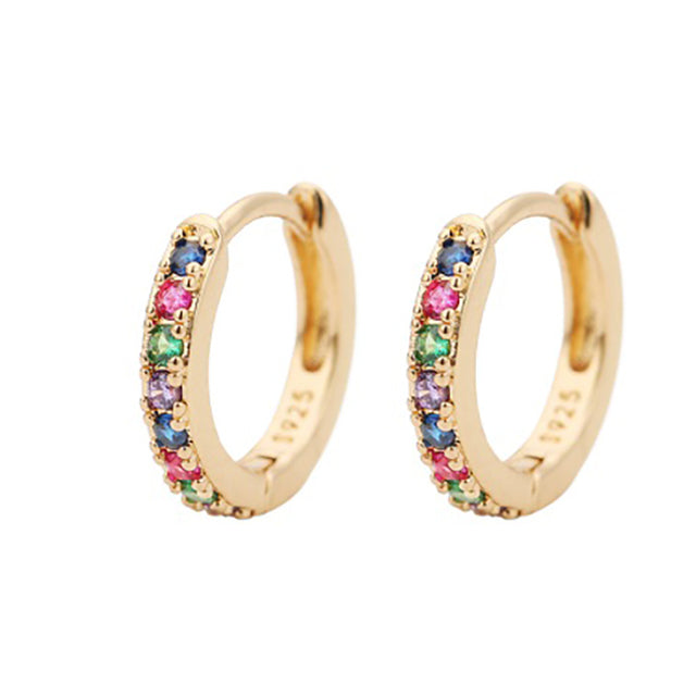 Zirconia Stone Small Hoop Earrings