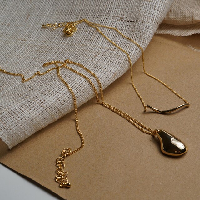 2 Piece Set of Waterdrop Gold Necklaces