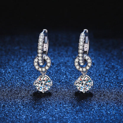 Moissanite Diamond & Silver Drop Earrings