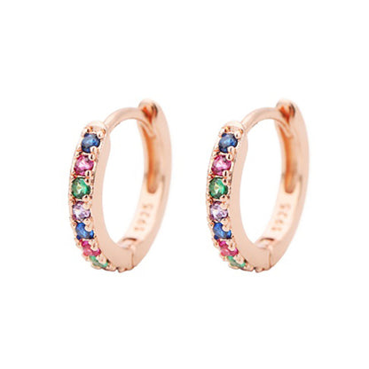 Zirconia Stone Small Hoop Earrings