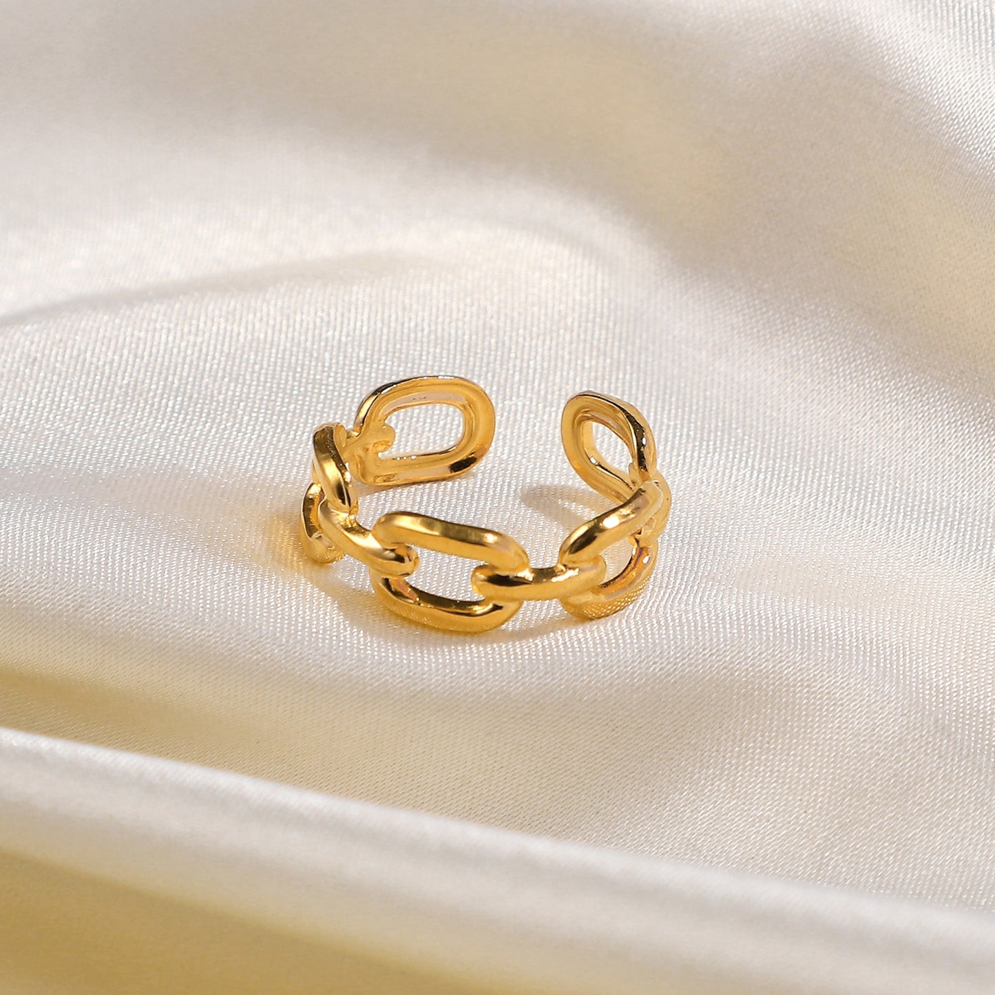 18k Gold Plated Chain Open Ring