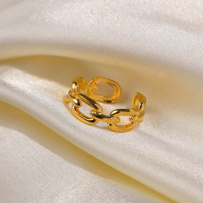 18k Gold Plated Chain Open Ring