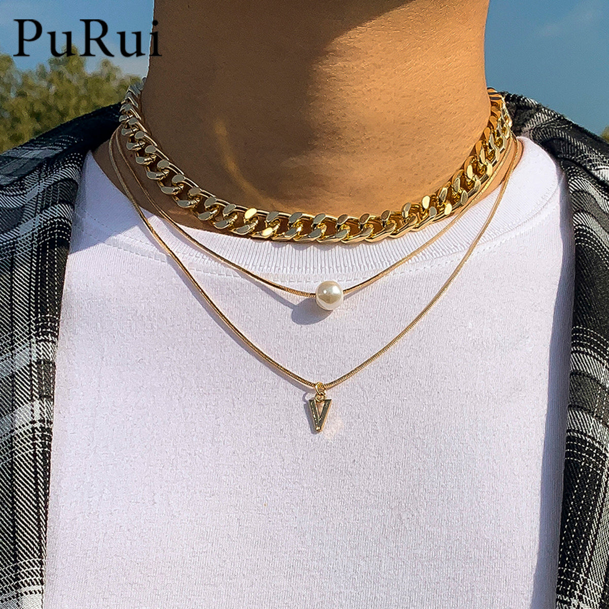 Layered Chain Necklace for Men