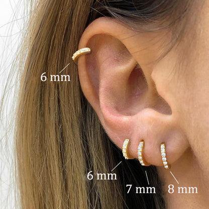 Zirconia Stone Small Hoop Earrings