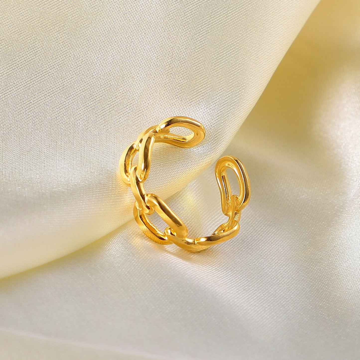 18k Gold Plated Chain Open Ring