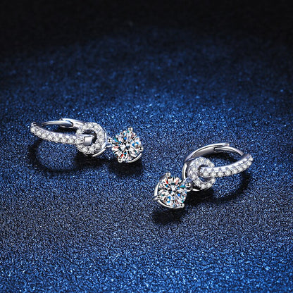 Moissanite Diamond & Silver Drop Earrings