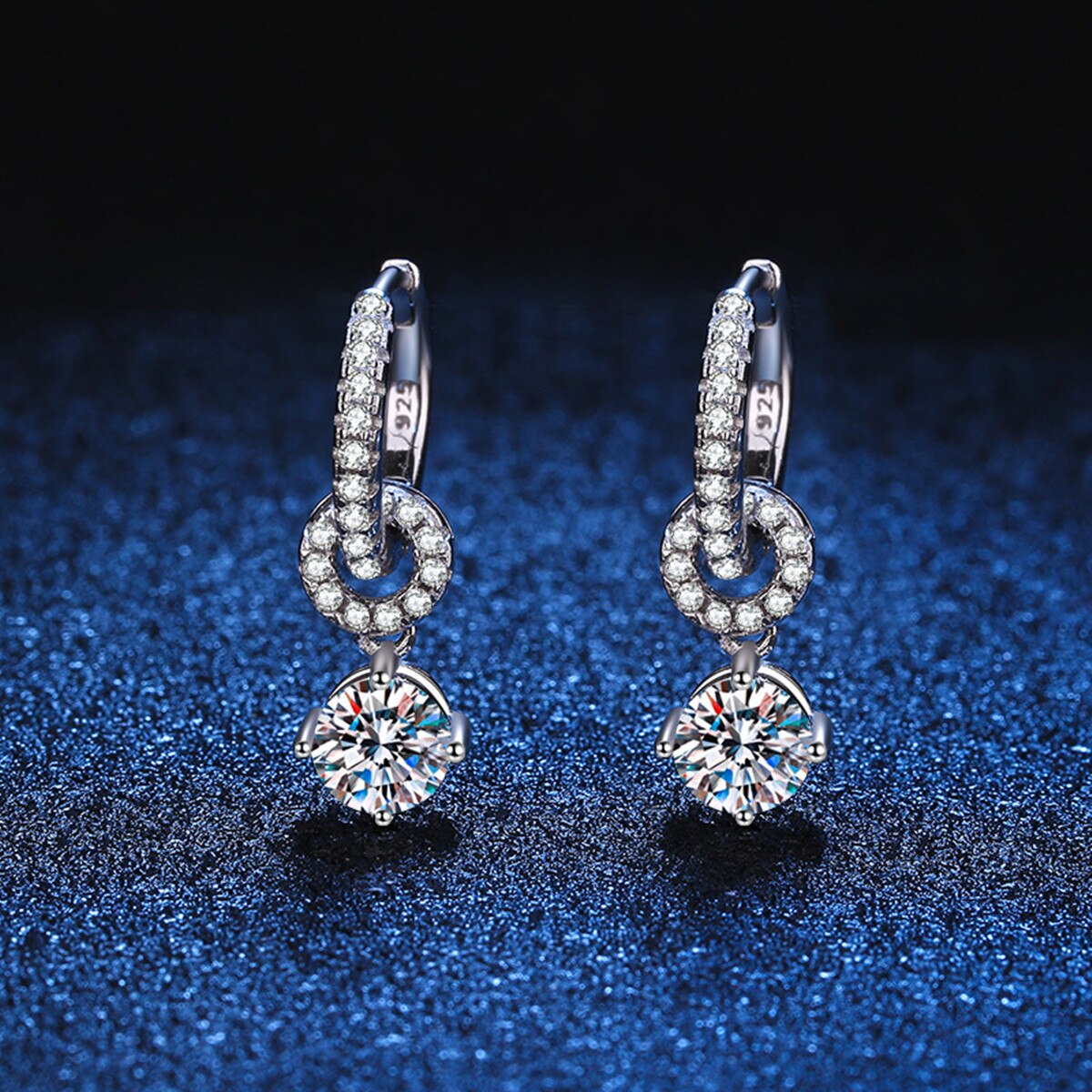 Moissanite Diamond & Silver Drop Earrings