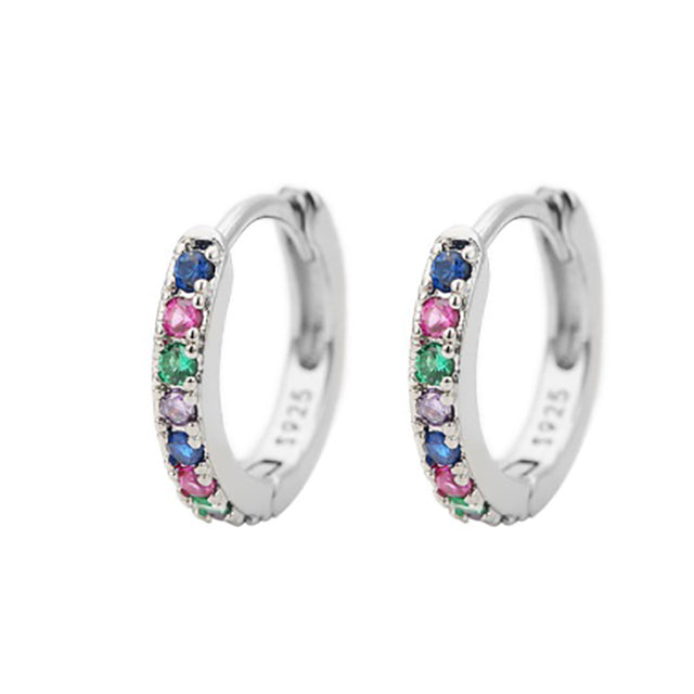 Zirconia Stone Small Hoop Earrings