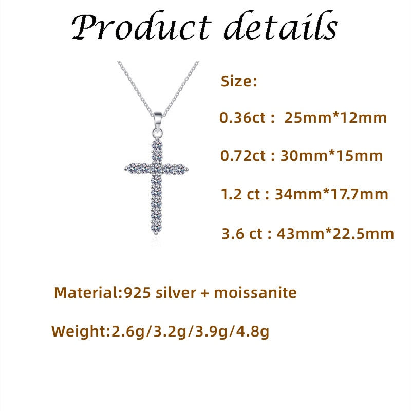 Moissanite Diamond & Silver Cross Necklace