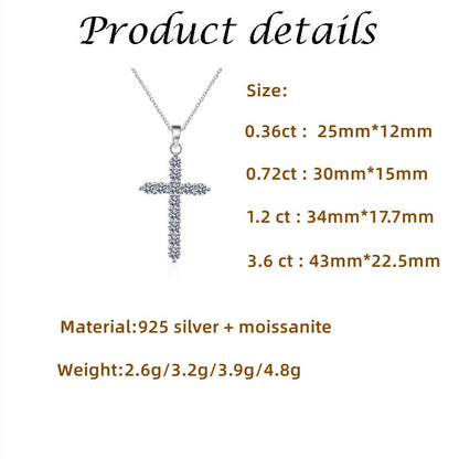 Moissanite Diamond & Silver Cross Necklace