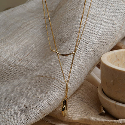 2 Piece Set of Waterdrop Gold Necklaces