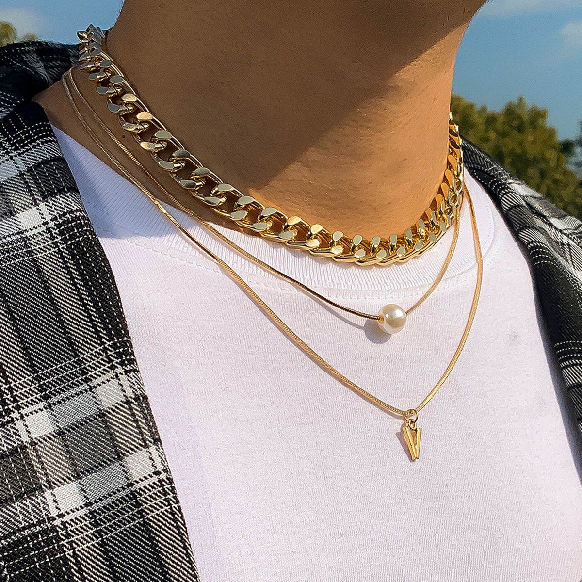 Layered Chain Necklace for Men