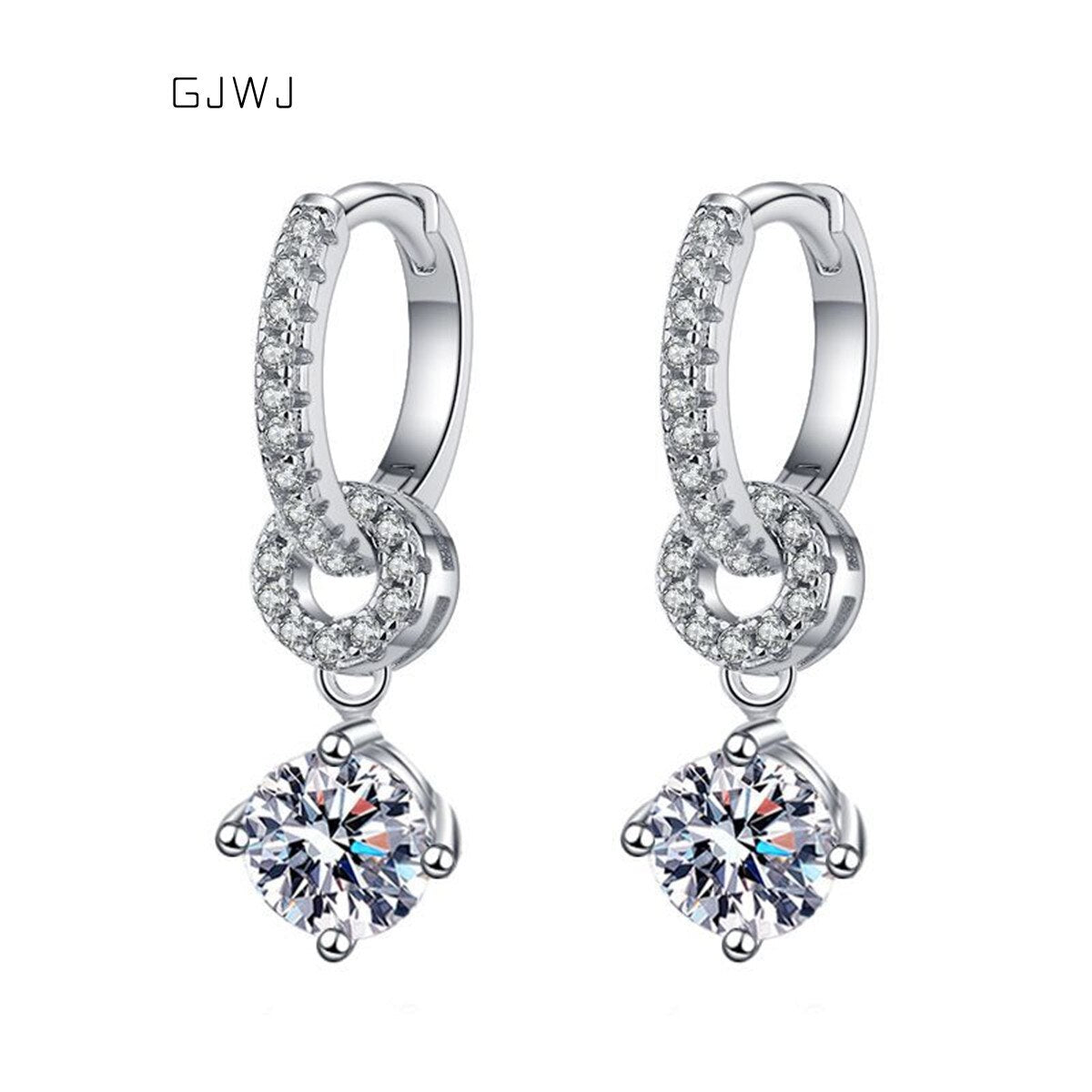 Moissanite Diamond & Silver Drop Earrings